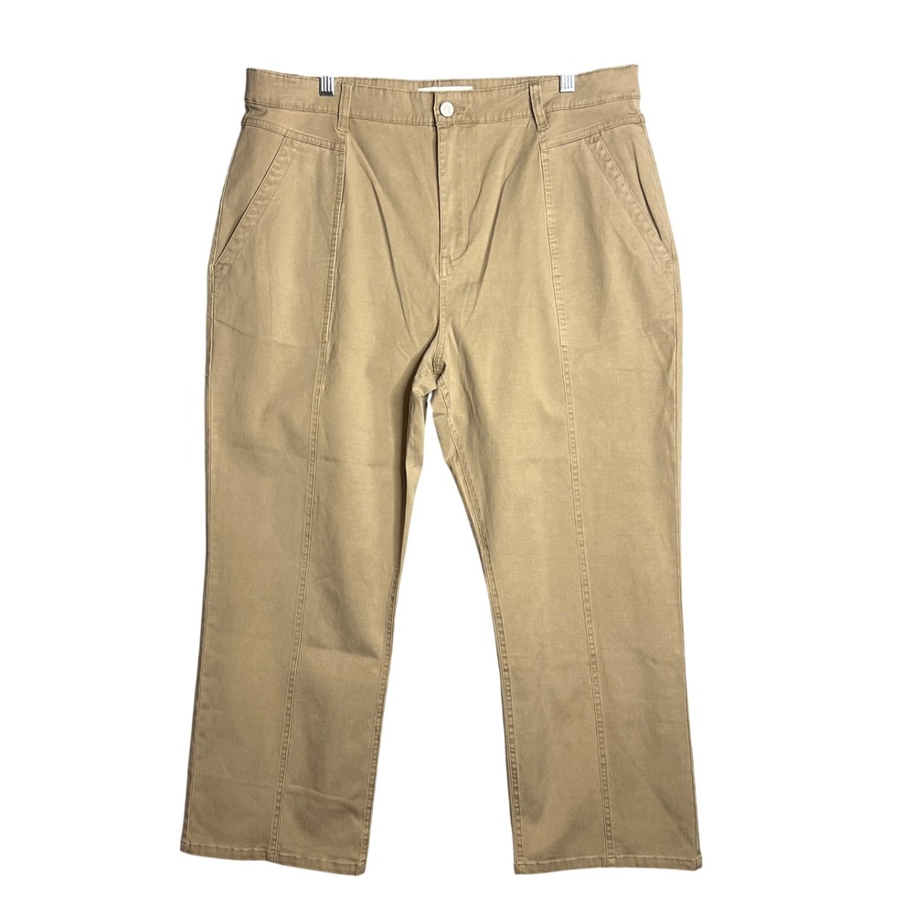 KanCan Khaki Ankle Pants Size 16 Tan Straight Leg Casual Utility Pockets